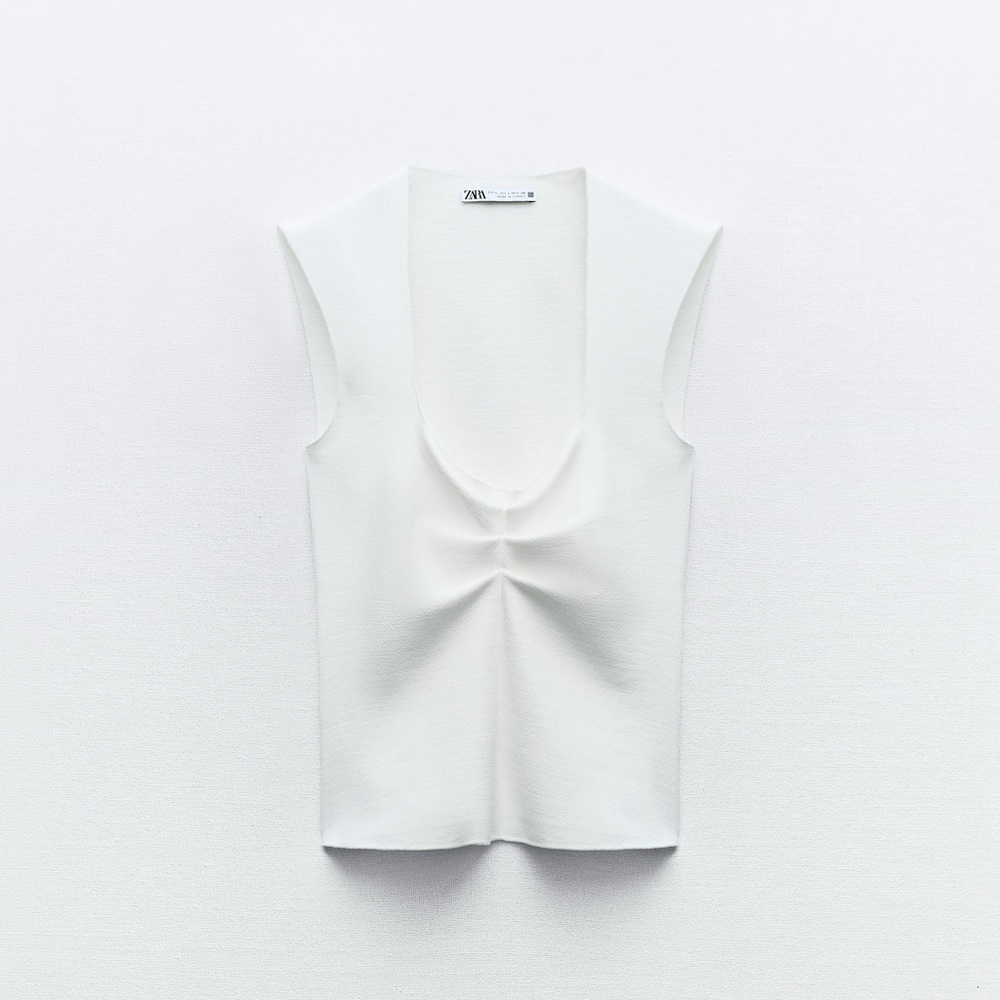 Zara white stretch knit top - Picture 5 of 5